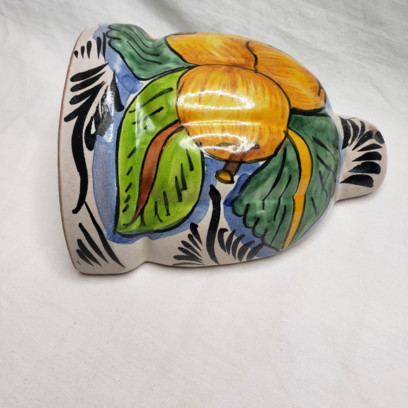 Mexican Glazed Clay Wall Pocket Oranges Plant Drainage Holes - Picture 6 of 7